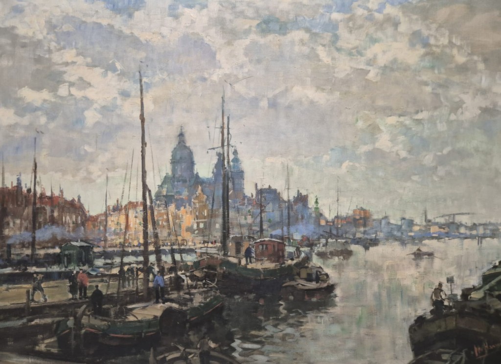 Klassische Hafenansicht als Oelgemaelde